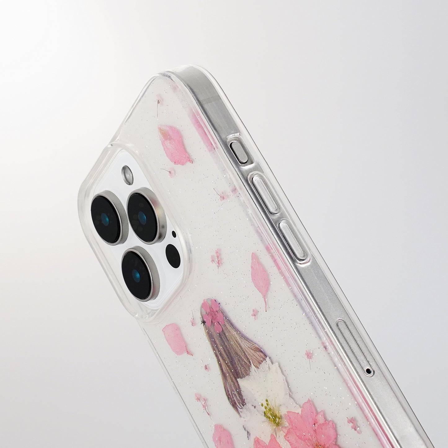 Resin Art Phone Case for iPhone 16 Pro Max, Pink and White Flower Dress Pattern