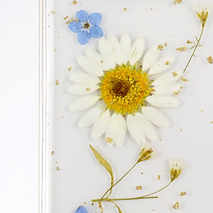 Resin Art Phone Case for iPhone 16 Pro, Blue and White Flower Pattern