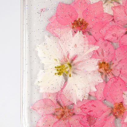 Resin Art Phone Case for iPhone 16 Pro Max, Pink and White Flower Dress Pattern